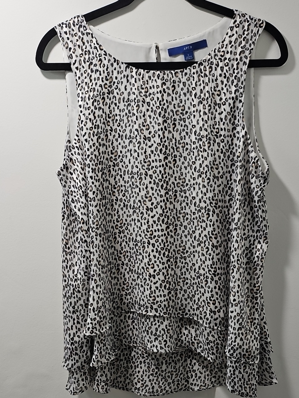 Apt. 9 White and Black Leopard Print Sleeveless Layered Blouse NWT